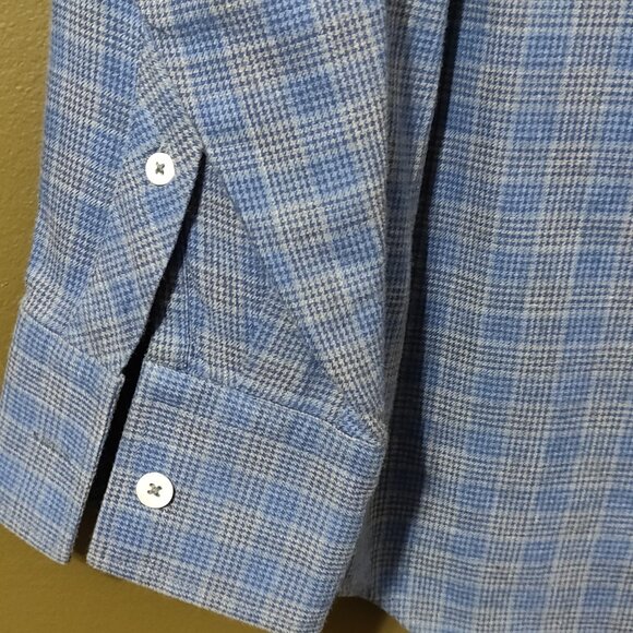 Billy Reid Standard Cut Long Sleeve Button Down Blue/Grey Plaid Shirt Men LARGE - Picture 7 of 7